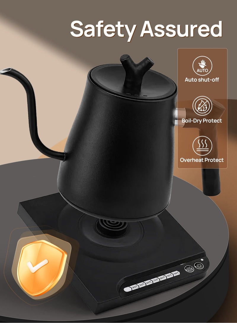 دي اس بي غلاية كهربائية ذات عنق إوزة سعة 1 لتر وقوة 1000 وات لتحضير القهوة والشاي، إبريق قهوة وشاي من الفولاذ المقاوم للصدأ 304، غلاية قهوة بدرجة حرارة ثابتة - Image 5